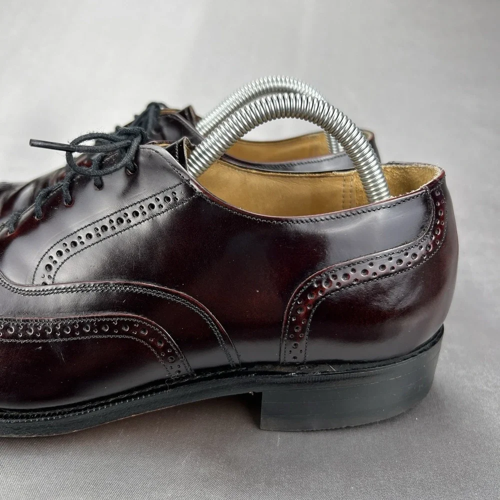 Johnston Murphy Optima Burgundy Wingtip Oxford Brogue Shoes Men's 7.5 D Business